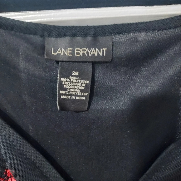 Lane Bryant Red Sequin Black Sleeveless V-Neck Blouse/Tank in Size 26 - Picture 2 of 12